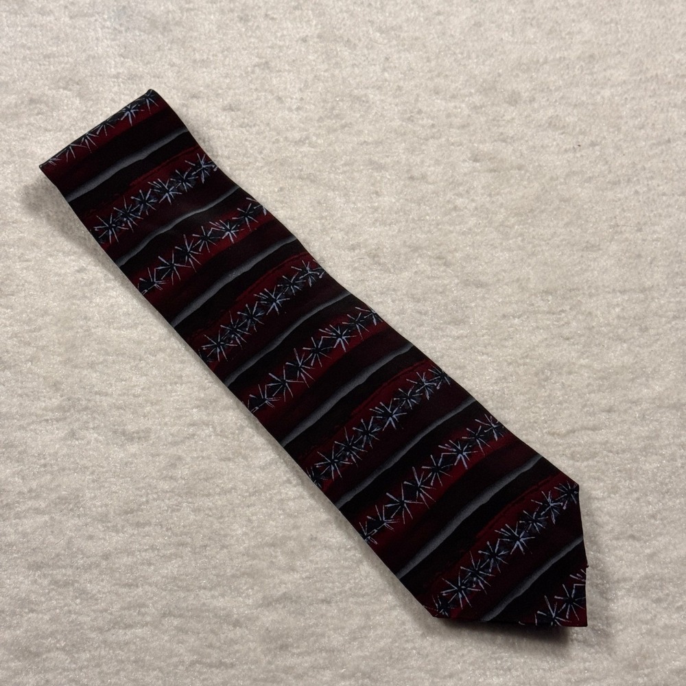 The Nature Conservancy Cactus Silk Tie Mens Burgundy Gray‎ Patterned Necktie
